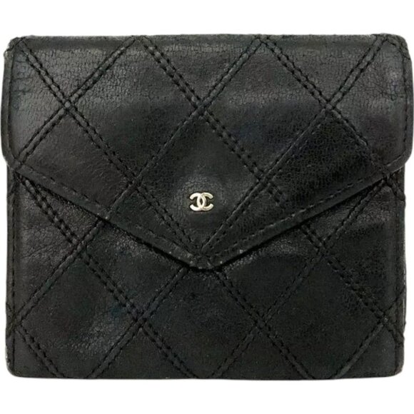 184191BO (S2) Chanel Wallet Coin Case Black Leather - Picture 1 of 9